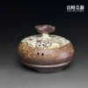 台灣茶具-陳政嵐手作祥雲薰香爐粗獷原石狀蓋鈕與蓋面微細肌理