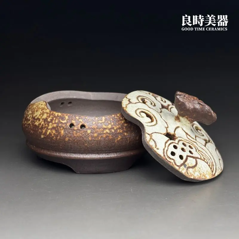 陳明謙手作祥雲薰香爐上下分離兩件式結構與內壁原土胎面視覺