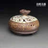 高端台灣茶器-陳明謙手作祥雲薰香爐雙圓孔排氣孔與對稱雙圓孔細節