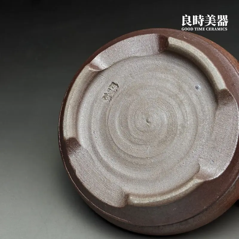 良時美器台灣茶器推薦-陳明謙手作藍彩花卉薰香底足與陳明謙落款款識真跡