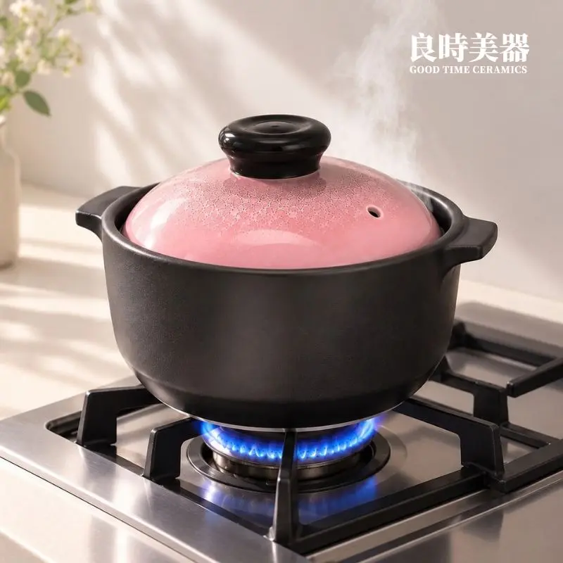 高溫燒結陶瓷燉鍋(粉紅款)平均受熱