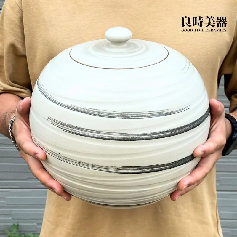【職人手作】手拉坏手工10斤大茶甕-水墨流大茶甕