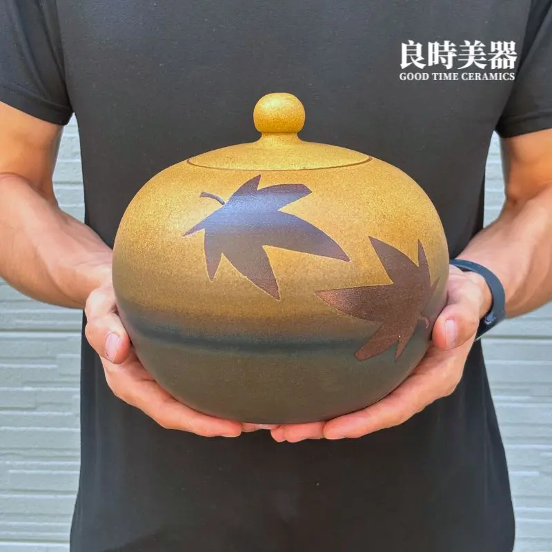 良時美器手拉坏手工一斤茶甕-窯變楓葉