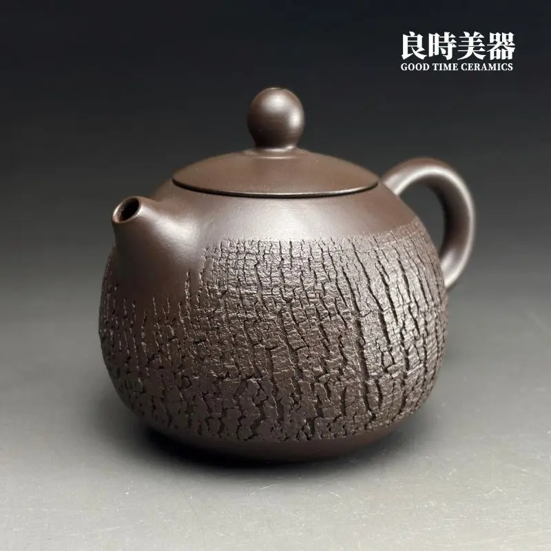 台灣茶具-陳政嵐倒把西施紫砂壺180ML爆裂紋理
