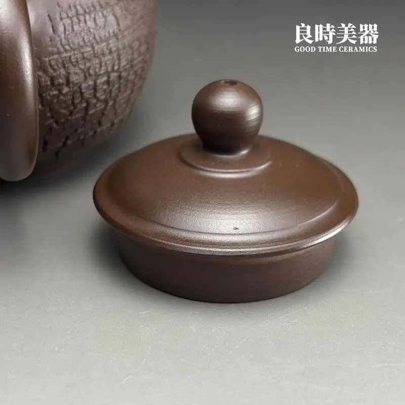 台灣茶具-陳政嵐爆裂紫砂標準壺180ML壺蓋