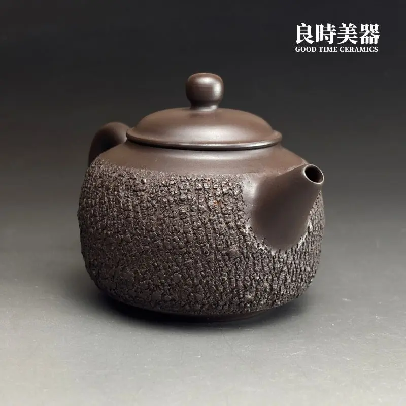 台灣茶具-陳政嵐爆裂紫砂壺200ML側面