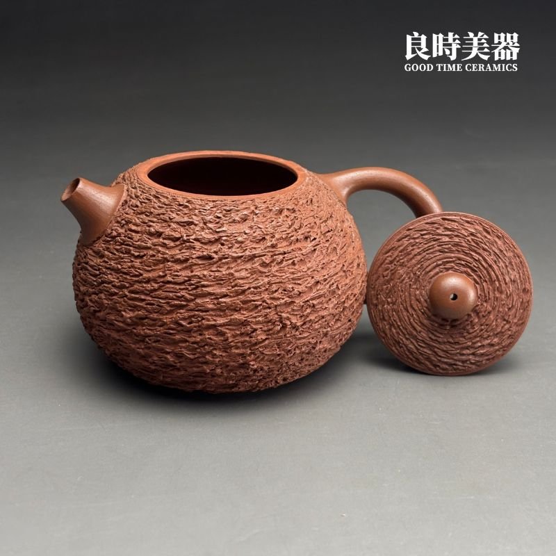 台灣茶具-李崑明冰煙朱泥壺180ML壺蓋與壺身